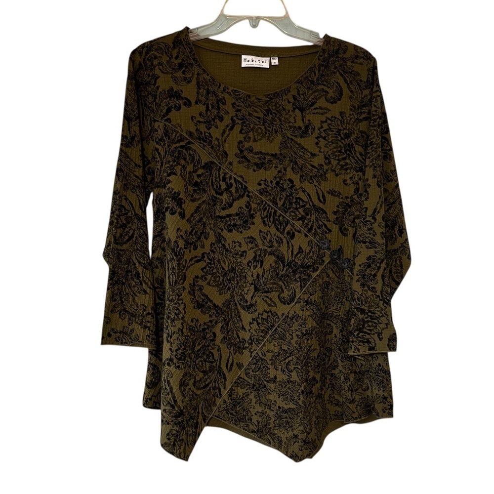 Habitat Assymetric Tunic Moss Floral Paisley Sz Medium